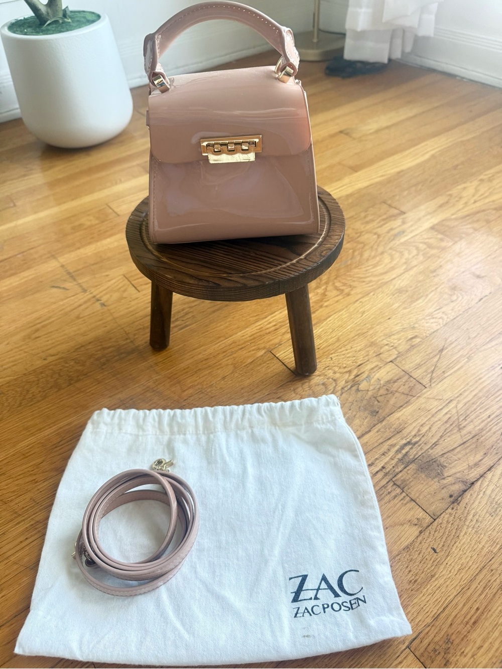 NWOT ZAC Zac Posen Blush Pink Patent Mini Top-Handle Bag